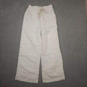 Mod Ref Pants Womens Small Barrel Leg Pull On 100% Linen